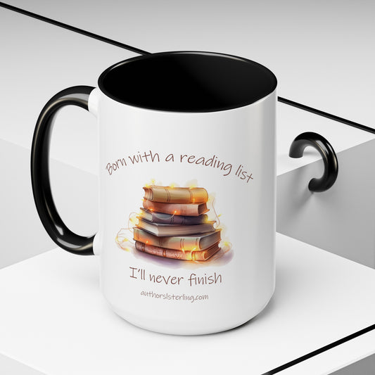 Born with a reading List Accent Coffee Mug (11, 15oz)